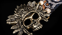 Handmade Genuine Leather Tooled Skull Mens Belt Custom Cool Leather Men Belt for Men