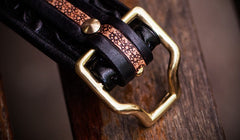 Handmade Genuine Leather Tooled Mens Belt Custom Cool Leather Men Black Belt for Men