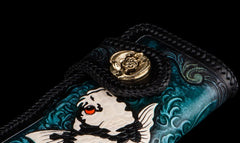 Handmade Leather Carp Mens Chain Biker Wallet Cool Leather Wallet With Chain Wallets for Men