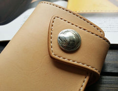 Handmade Leather Biker Wallet Mens Cool billfold Chain Wallet Trucker Wallet with Chain