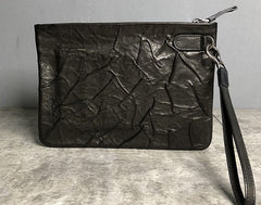 Genuine Leather Mens Clutch Cool Slim Wallet Zipper Clutch Wristlet Wallet for Men