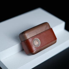 Handmade Brown Leather Cherrywood AirPods Pro Case Custom Brown Leather AirPods Pro Case Airpod Case Cover - iwalletsmen