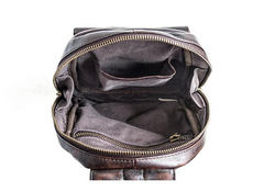 Genuine Leather Mens Cool Chest Bag Sling Bag Crossbody Bag Travel Bag Hiking Bag for men