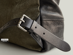Genuine Leather Mens Cool Backpack Sling Bag Large Black Travel Bag Hiking Bag for men