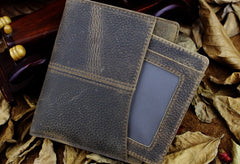Handmade Leather Mens Cool Slim Leather Wallet Men billfold Wallets Bifold for Men