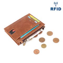 RFID Leather Mens Small Wallet Cardholder Wallet Front Pocket Wallets for Men - iwalletsmen