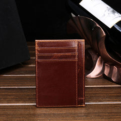 RFID Brown Leather Men's Slim Card Holder Black Front Pocket Wallet Small Card Wallet For Men - iwalletsmen