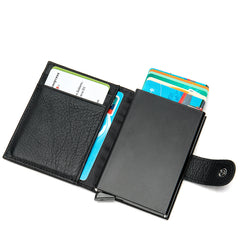 Cool RFID Black Leather Men's Card Holder Card Bifold Small Wallet For Men - iwalletsmen