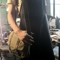 Army Green Canvas Mens Side Bag Messenger Bag Canvas Courier Bag Postman Purse For Men - iwalletsmen