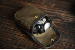 Army Green Canvas Mens Cigarette Case Pouch Waist Belt Pouch with Belt Loop for Men