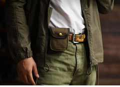 Army Green Canvas Mens Cigarette Case Pouch Waist Belt Pouch with Belt Loop for Men