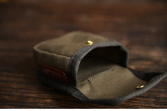 Army Green Canvas Mens Cigarette Case Pouch Waist Belt Pouch with Belt Loop for Men