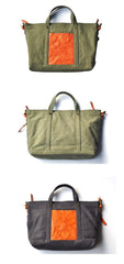 Green Canvas Leather Mens Womens Tote Shoulder Bags Messenger Bag Gray Tote Handbag For Men and Women - iwalletsmen