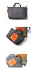 Green Canvas Leather Mens Womens Tote Shoulder Bags Messenger Bag Gray Tote Handbag For Men and Women - iwalletsmen