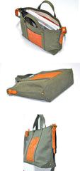 Green Canvas Leather Mens Womens Tote Shoulder Bags Messenger Bag Gray Tote Handbag For Men and Women - iwalletsmen