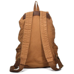 Army Green Canvas School Laptop Backpack Travel Backpack Canvas Mens Hiking Backpack For Men - iwalletsmen