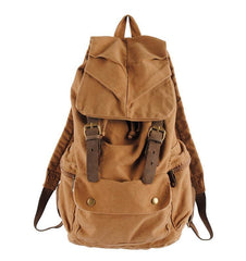 Army Green Canvas School Laptop Backpack Travel Backpack Canvas Mens Hiking Backpack For Men - iwalletsmen