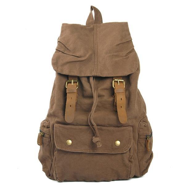 Coffee Canvas School Laptop Backpack Travel Backpack Canvas Mens Hiking Backpack For Men - iwalletsmen