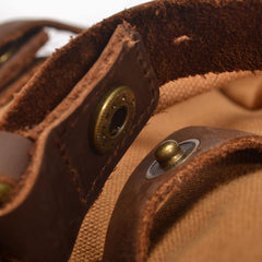 Khaki Canvas School Laptop Backpack Travel Backpack Canvas Mens Hiking Backpack For Men - iwalletsmen