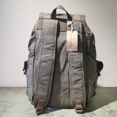 Gray Canvas Travel Backpack Canvas Mens Laptop School Backpack Purse For Men - iwalletsmen