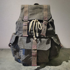 Gray Canvas Travel Backpack Canvas Mens Laptop School Backpack Purse For Men - iwalletsmen