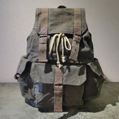 Army Green Canvas Travel Backpack Canvas Mens Laptop School Backpack Purse For Men - iwalletsmen