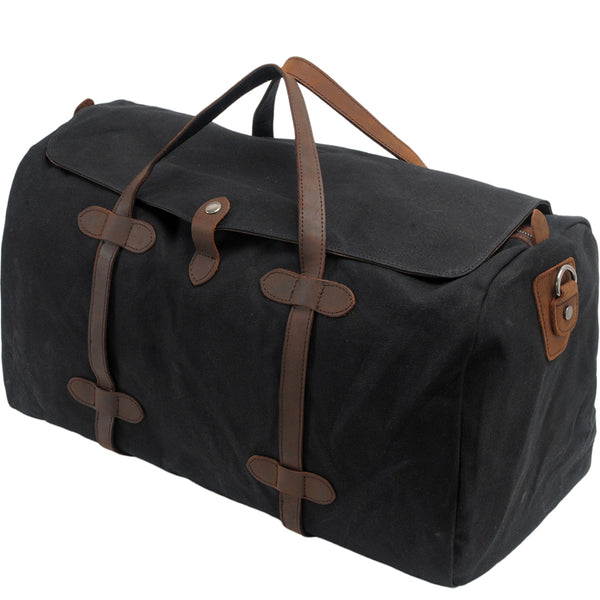 Black Canvas Weekend Bag Travel Bag Canvas Mens Gym Bag Weekend Bag Duffle Bag For Men - iwalletsmen