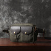 Khaki Leather&Canvas Men Fanny Pack - Side View - iwalletsmen