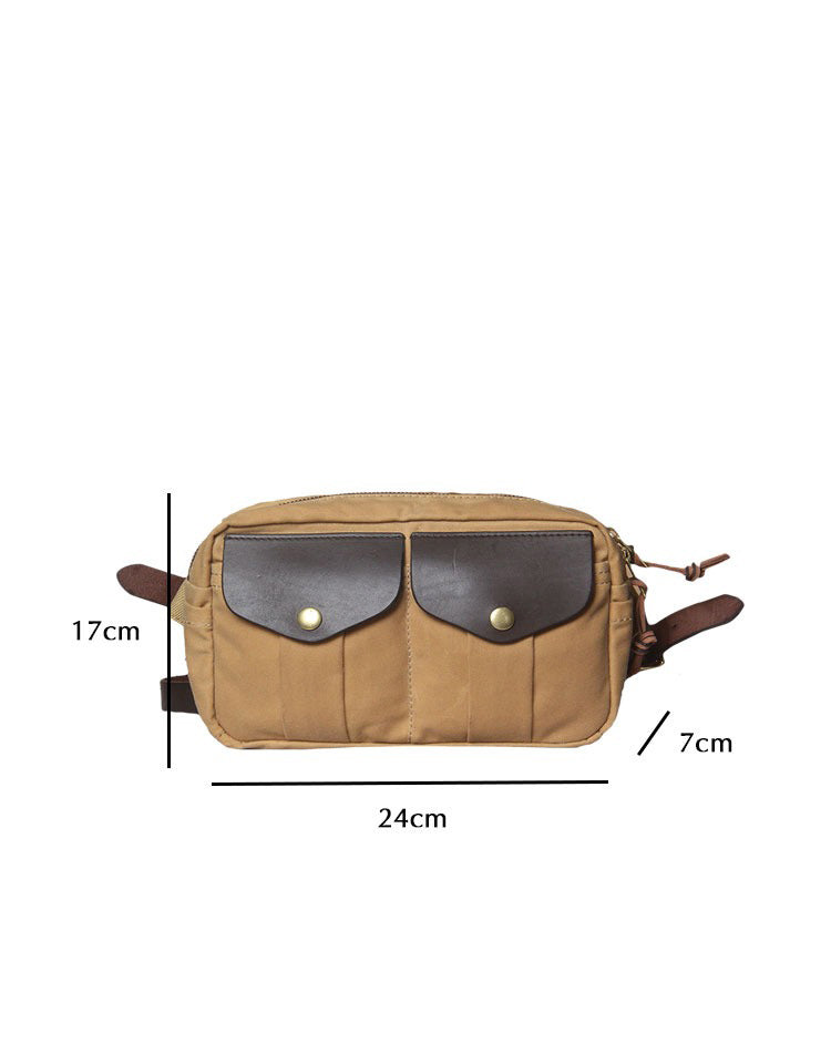 Army Green Leather&Canvas Men Fanny Pack Waist Bag Canvas Hip Pack Bum –  iwalletsmen