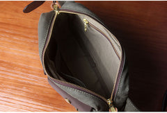 Army Green Leather&Canvas Men Fanny Pack Waist Bags Canvas Hip Pack Bum Pack For Men