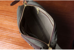 Army Green Leather&Canvas Men Fanny Pack Waist Bag Canvas Hip Pack Bum Pack For Men