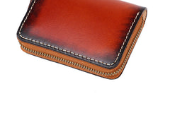 Around Zip Coffee Tooled Leather Card Wallet Mens Feather Zipper Card Holder for Men