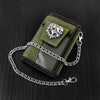 BADASS ARMY GREEN Canvas MENS TRIFOLD SMALL BIKER WALLETS CHAIN WALLET WALLET WITH CHAINS FOR MEN - iwalletsmen