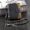 BADASS BLACK Coffee LEATHER MENS TRIFOLD SMALL BIKER WALLET Coffee CHAIN WALLET WALLET WITH CHAIN FOR MEN - iwalletsmen
