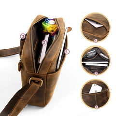 Vintage LEATHER MEN'S SMall Vertical Courier Bag BROWN Messenger Bag Side Bag Postman Bag FOR MEN - iwalletsmen