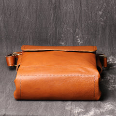 BADASS BROWN YELLOW LEATHER MEN'S 10 inches Side bag Vertical Courier Bag MESSENGER BAG FOR MEN - iwalletsmen