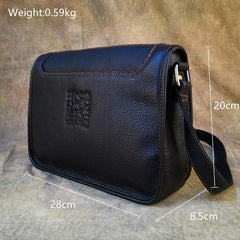 Black LEATHER MENS 10-inch Small Postman Bag SHOULDER BAG SIDE BAG COURIER BAG IPAD MESSENGER BAG FOR MEN - iwalletsmen