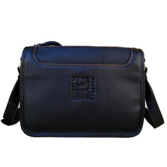 Black LEATHER MENS 10-inch Small Postman Bag SHOULDER BAG SIDE BAG COURIER BAG IPAD MESSENGER BAG FOR MEN - iwalletsmen