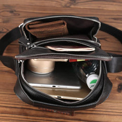 BADASS Black LEATHER MENS Ipad Vertical SIDE BAG COURIER BAG Vertical MESSENGER BAG FOR MEN - iwalletsmen