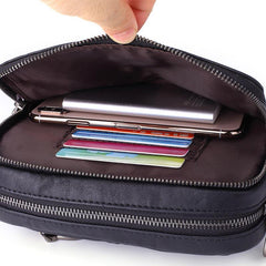 BADASS Black LEATHER MENS Small Ipad Courier Bag SIDE BAG Casual MESSENGER BAG FOR MEN - iwalletsmen