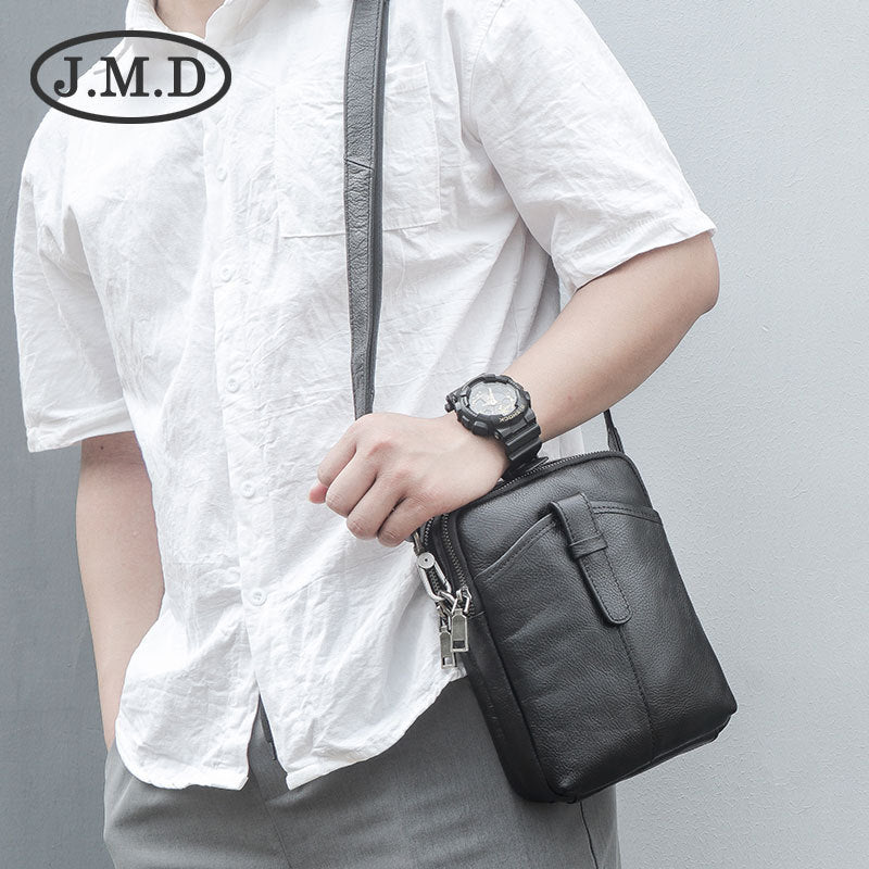 BADASS Black LEATHER MEN S Small Side bag Vertical Phone Bag MESSENGER iwalletsmen