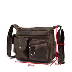 BADASS Dark Brown LEATHER MENS Small COURIER BAG Postman BAG SIDE BAG MESSENGER BAG FOR MEN - iwalletsmen