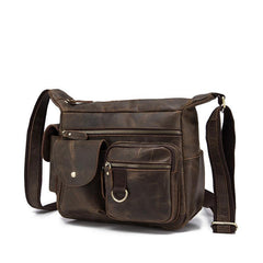 BADASS Dark Brown LEATHER MENS Small COURIER BAG Postman BAG SIDE BAG MESSENGER BAG FOR MEN - iwalletsmen