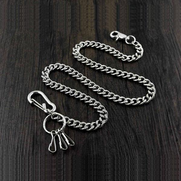 BADASS SILVER STAINLESS STEEL MENS Key Chain PANTS CHAIN WALLET CHAIN BIKER WALLET CHAIN FOR MEN - iwalletsmen