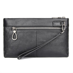 BLACK MENS LEATHER Yellow SLIM ZIPPER CLUTCH WRISTLET PURSE BAG CLUTCH BAG FOR MEN - iwalletsmen