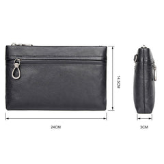 BLACK MENS LEATHER Yellow SLIM ZIPPER CLUTCH WRISTLET PURSE BAG CLUTCH BAG FOR MEN - iwalletsmen