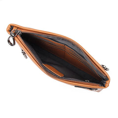BLACK MENS LEATHER Yellow SLIM ZIPPER CLUTCH WRISTLET PURSE BAG CLUTCH BAG FOR MEN - iwalletsmen