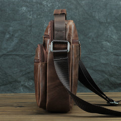 BROWN LEATHER MEN'S Small Side bag Vertical Courier Bag MESSENGER BAG FOR MEN - iwalletsmen