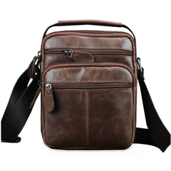 BROWN LEATHER MEN'S 10 inches Side bag Vertical Courier Bag MESSENGER BAG FOR MEN - iwalletsmen