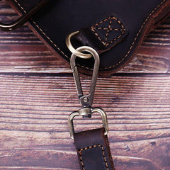 Black LEATHER MENS Belt Pouch Ox Mini Messenger Bag Belt Holster Waist Bag For Men - iwalletsmen